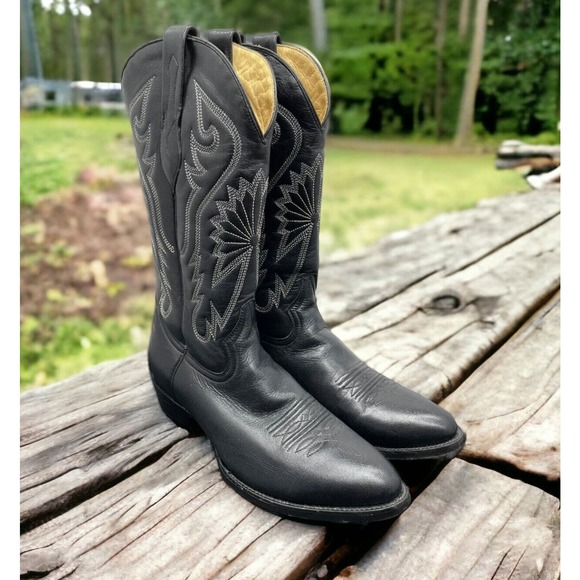 Corral Leather Cowboy Boots Black Embroidered Western Mens 8 Fast Shipping main image 13